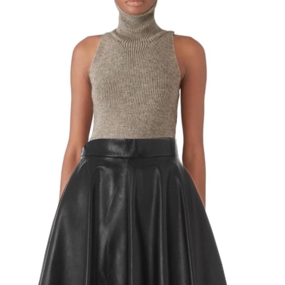 KAUFMANFRANCO Wool/Alpaca Sweater Sleeveless Turtleneck Brown Size M MSRP $895